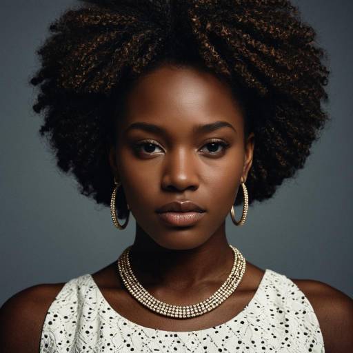 Realistic Portrait of Dark-Skinned Girl