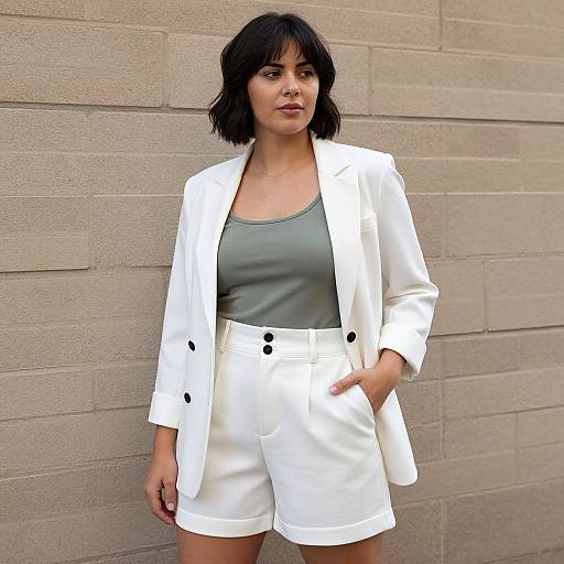 Confident Woman in White Blazer Outdoors