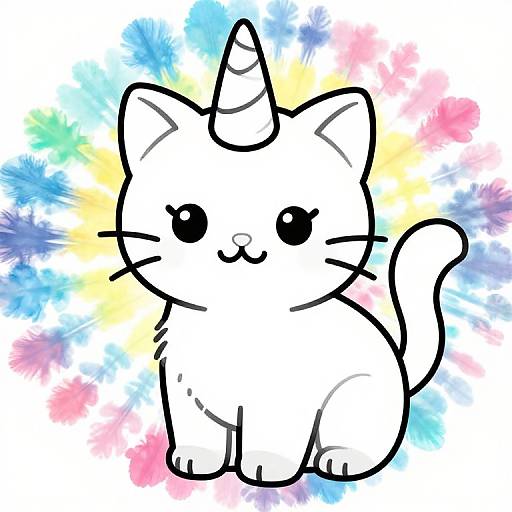 Tie-Dye Kitten Unicorn Coloring Page