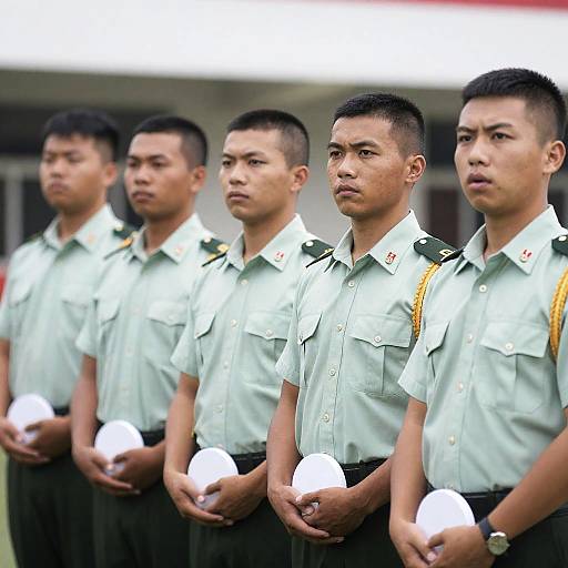 Five Soldiers in Uniform with Medals