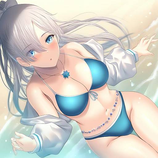 Illustration of Anastasia (swimsuit archer) (fate), fate/grand order in the style of M&m (mickey and mackey)