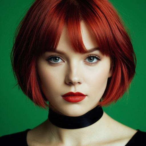 Portrait of Young Woman with Red Hair and Choker
