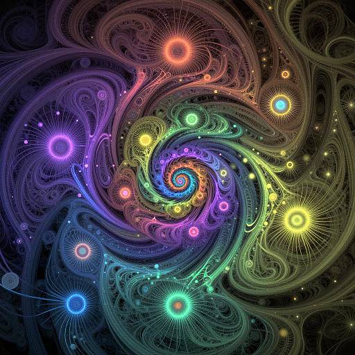 Vibrant Surreal Fractal Art Composition
