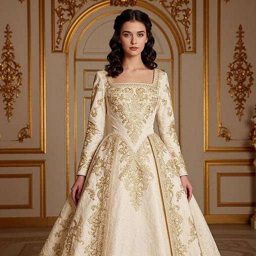 Elegant Woman in Ornate Gown