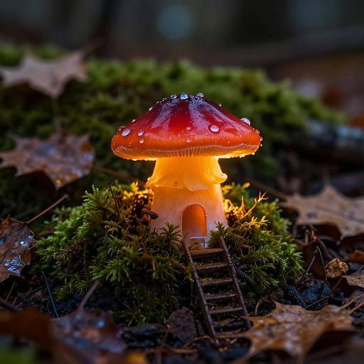 Hyperdetailed Mushroom House in Moss