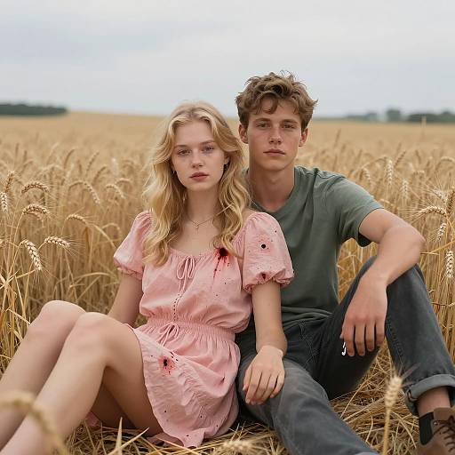 Young Couple in a Wheat Field