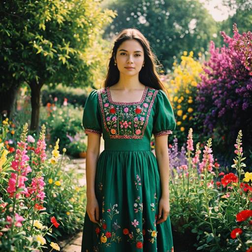 Vibrant Garden Portrait of a Young Woman