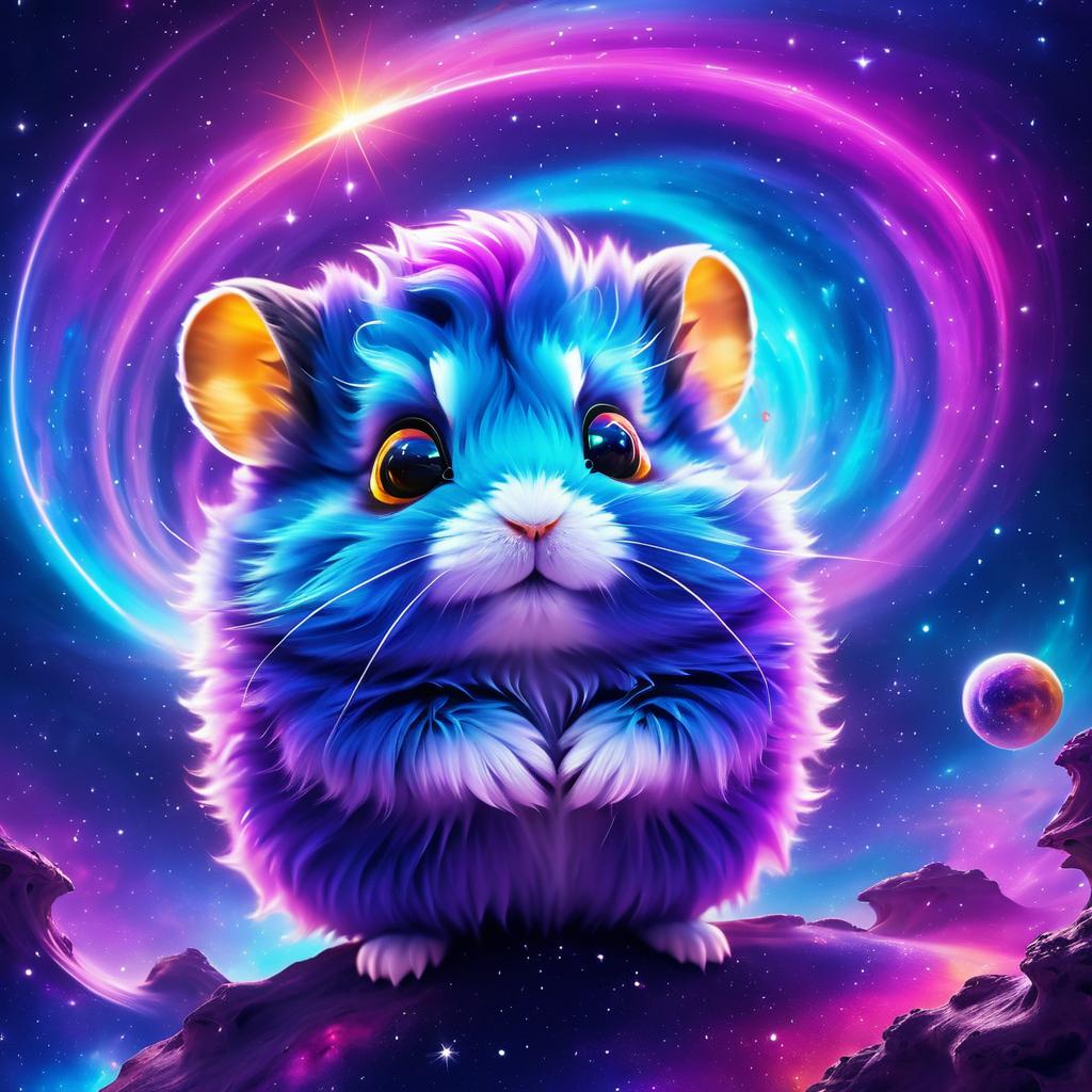 Adorable Nebula Hamster in Space Adventure