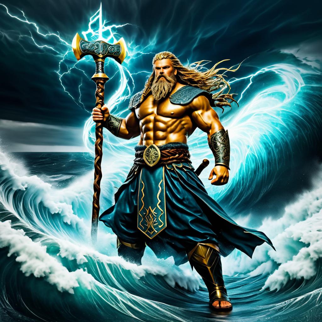 Mighty Norse God Commanding the Storm