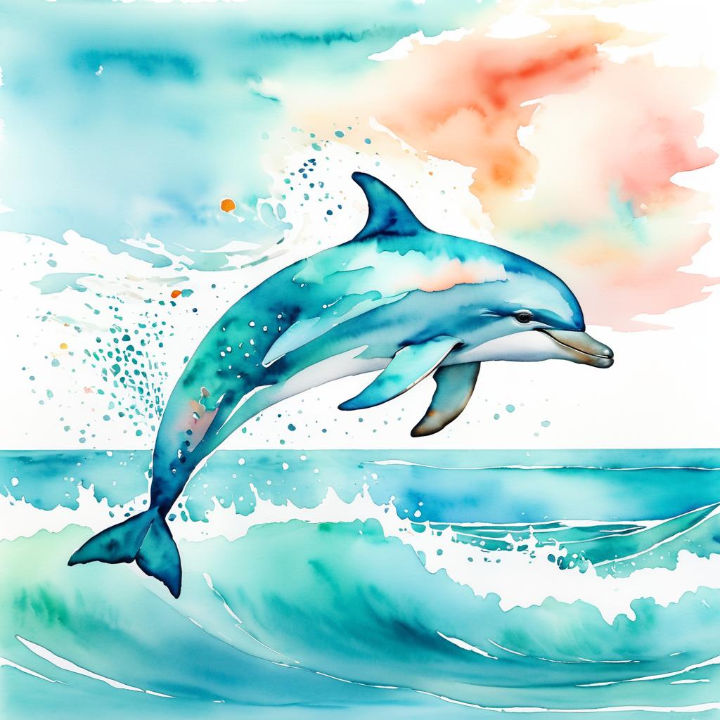 Ethereal Dolphin Jumping in Watercolors