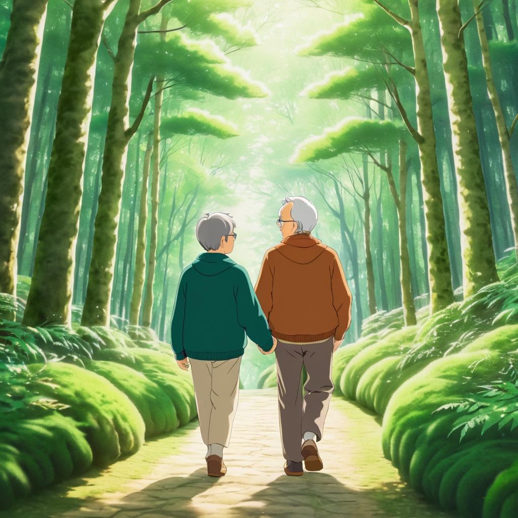 Nostalgic Grandfather-Grandson Forest Walk