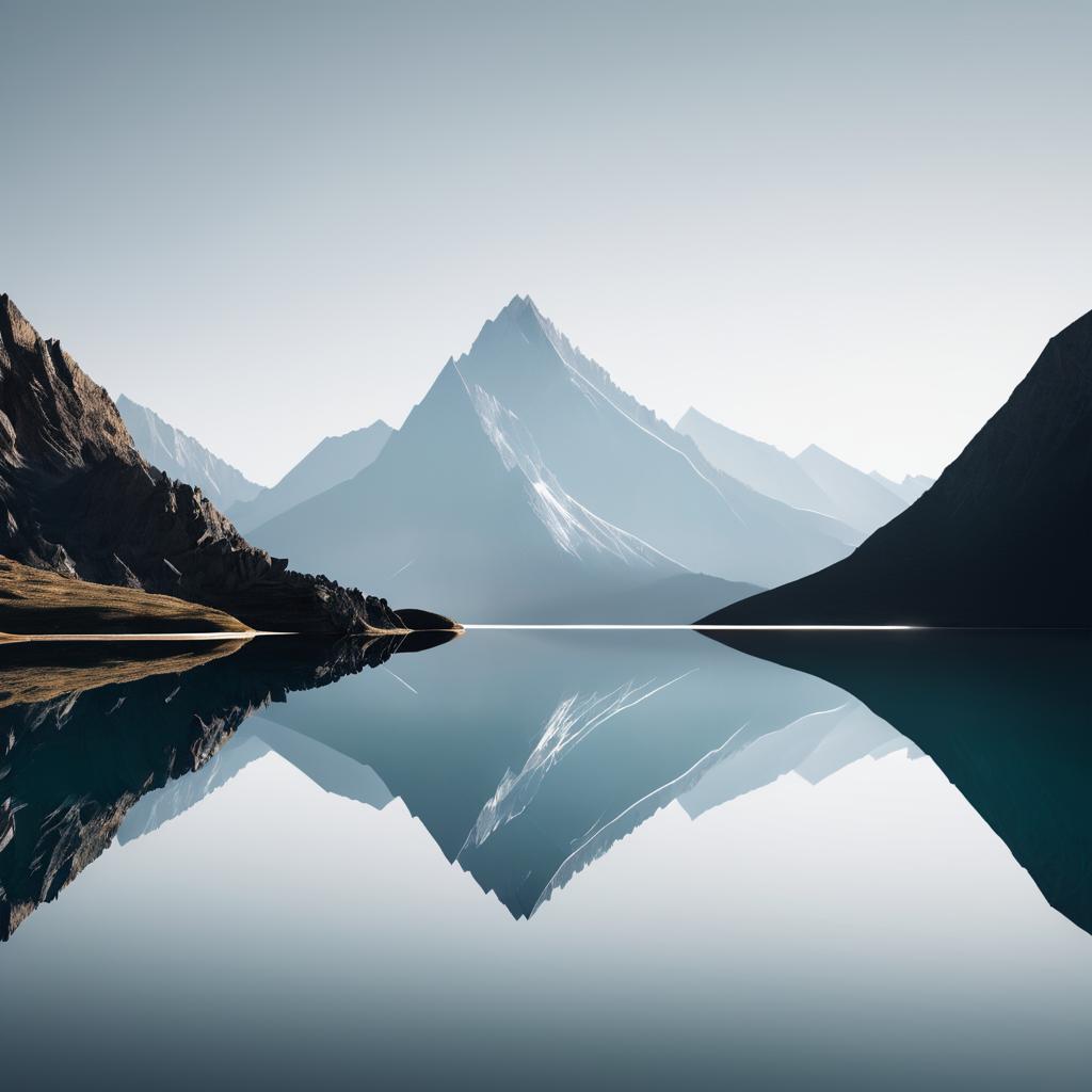 Sleek Mountain Reflection in Calm Lake