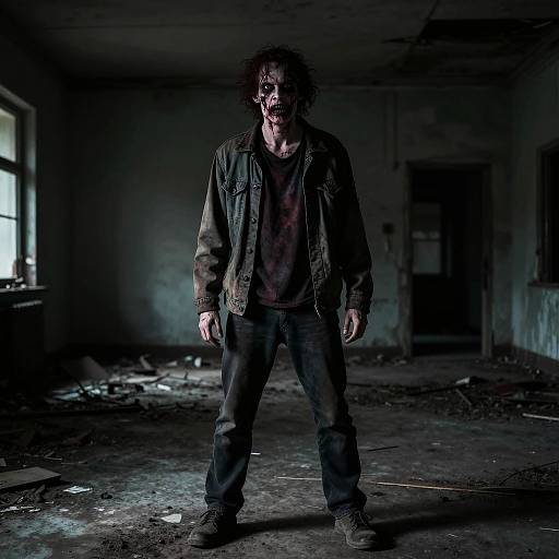Menacing Zombie in Abandoned Building