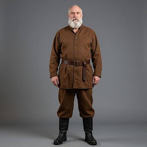 Bearded Man in Brown Outfit