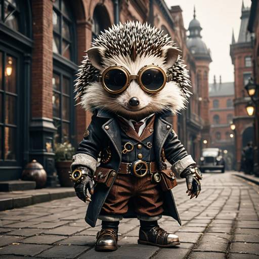 Steampunk Hedgehog in Victorian City