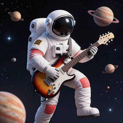 3D Rococopunk Astronaut Guitarist