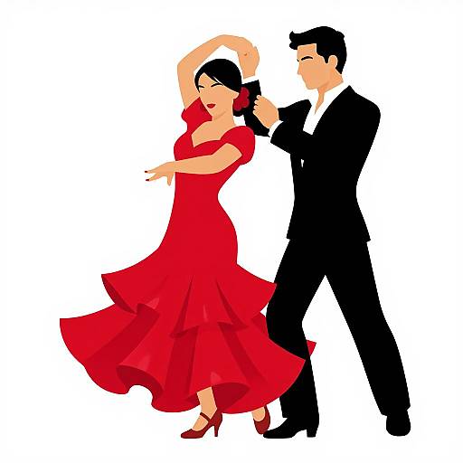 Spanish Flamenco Dancer in Red Dress