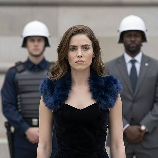 Serious Woman with Guards and Contrast