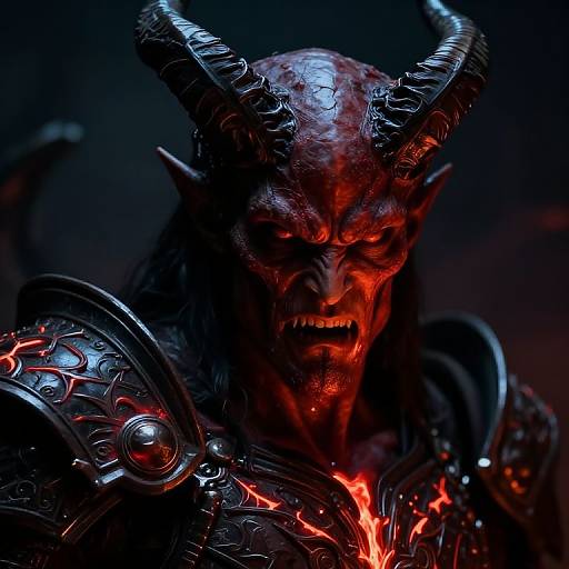 Demonic Warrior Close-Up with Horns