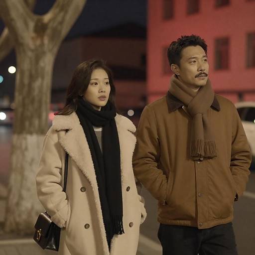 Couple Standing on Nighttime Street