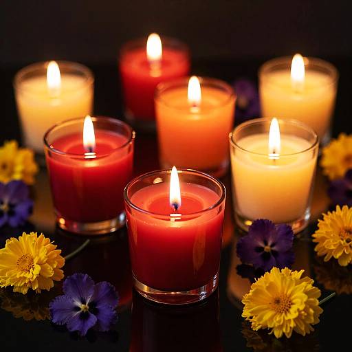 Colorful Candles with Floral Accents