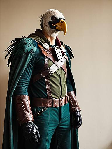Man in Realistic Vulture Cosplay Costume