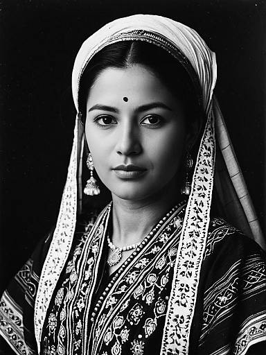 Woman in Traditional Dress Studio Portrait