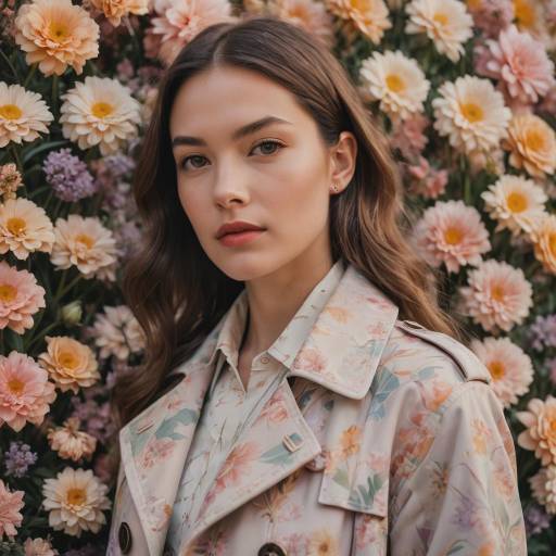 Stylish Woman in Pastel Floral Portrait