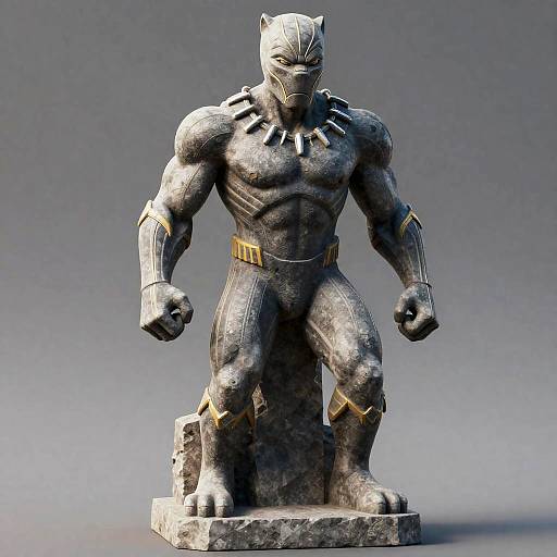 Realistic Black Panther Stone Statue