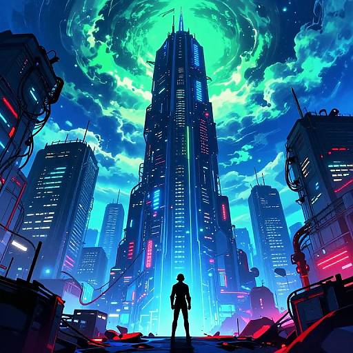 Neon Cyberpunk Futuristic Cityscape