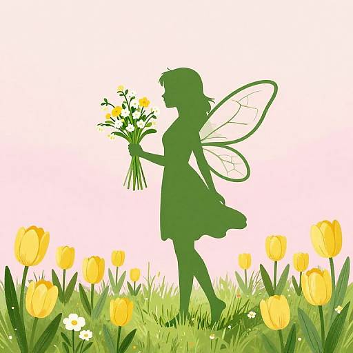 Fairy Silhouette in Spring Meadow