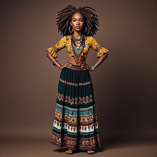 Full Body Bohemian Woman with Locs