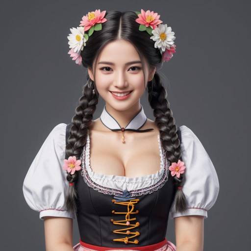 Charming Girl in Traditional Dirndl Outfit