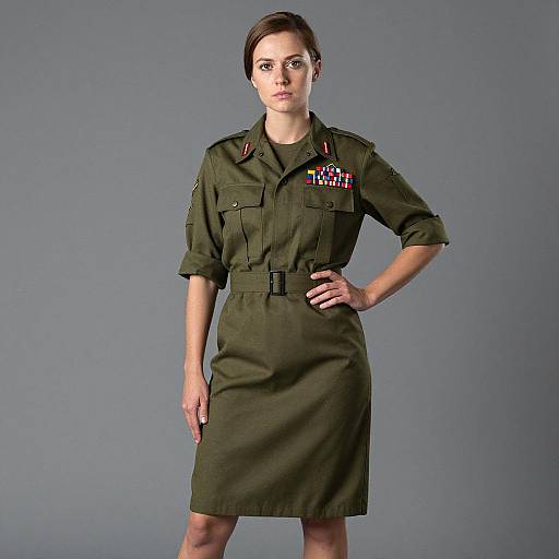 Young Woman in Military Dress Uniform