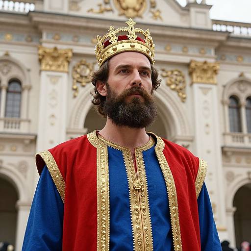Regal Bearded Man in Ornate Attire