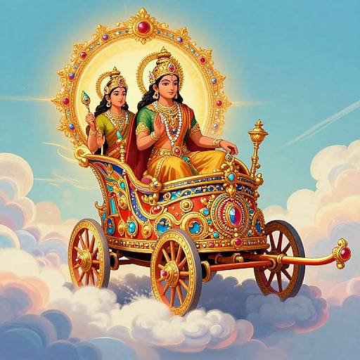 Celestial Ramayana Chariot Illustration