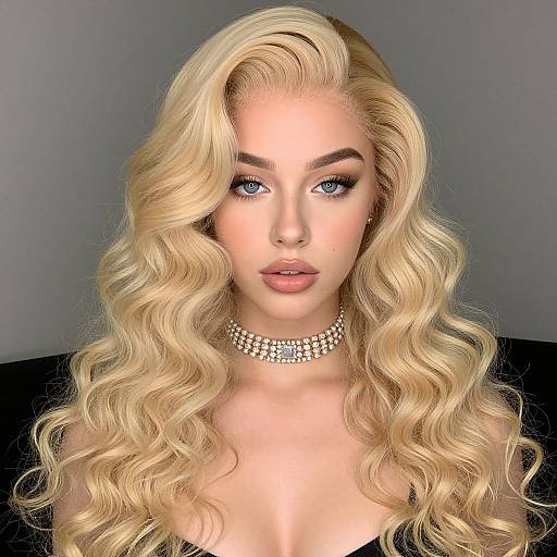 Blonde Curly Wig Woman Portrait