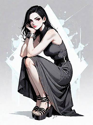 Realistic Full Body Shot of Woman in Dress