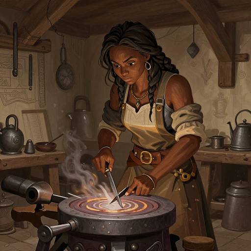 Fantasy Female Blacksmith at Forge