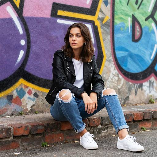 Young Woman by Graffiti Wall