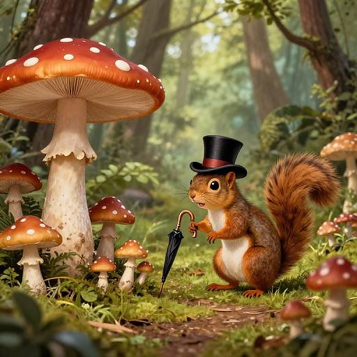 Whimsical Woodland Mushroom Gathering