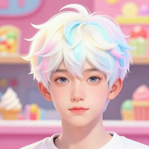 Pastel Ice Cream Hair Boy Portrait