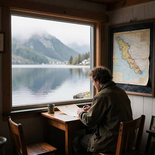 Clockwork Fisherman in Lakeside Boathouse