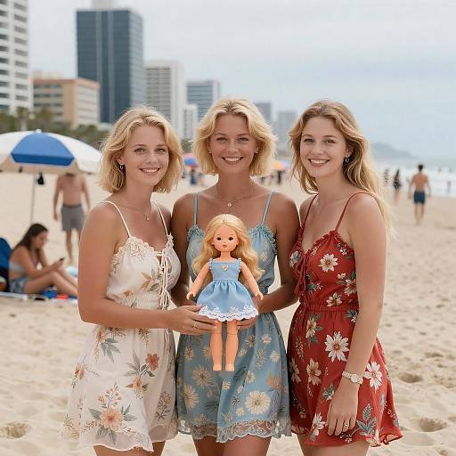 Three Women Enjoying a Beach Day