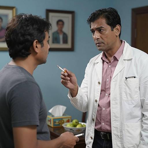 Two Men in a Room with Cigarettes