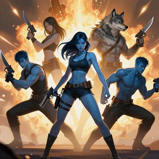 Dynamic Action Scene with Muscular Characters