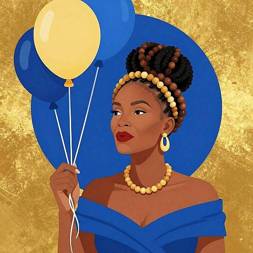 Afrofuturism Woman with Balloons
