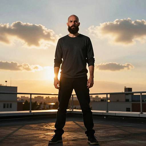 Bearded Man Silhouette at Sunset