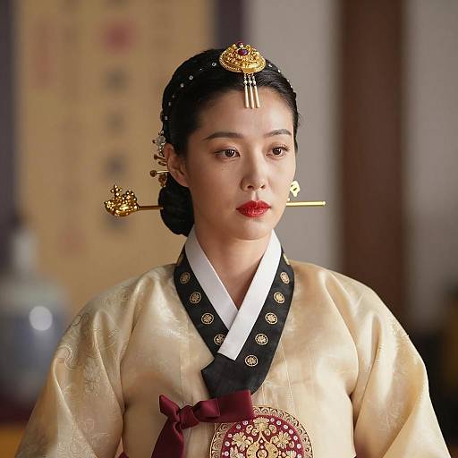 Asian Woman in Traditional Korean Hanbok