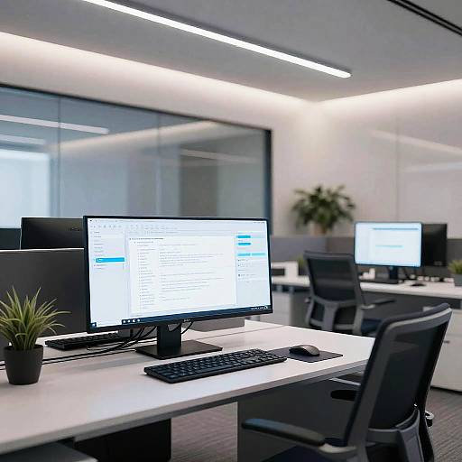 Futuristic Office with Sleek Interfaces